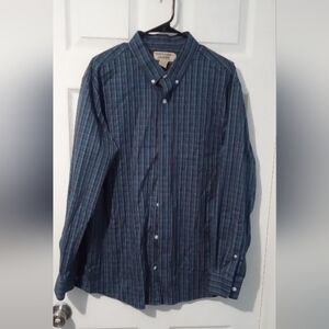 Duluth Trading Co Men's Blue Striped Button Down Shirt